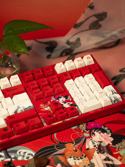 Varmilo Chinese Girls Series - Koi 68/87/108 Keys Red & White Mechanical Keyboard